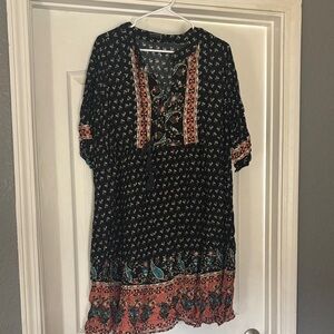 BloomChic Black and Coral Mini Dress